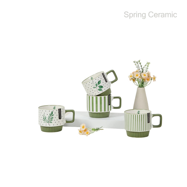 plant series,410ml stacked new bone china mug with inner decal
