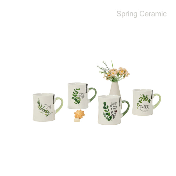 420ml new bone china mug with plant design