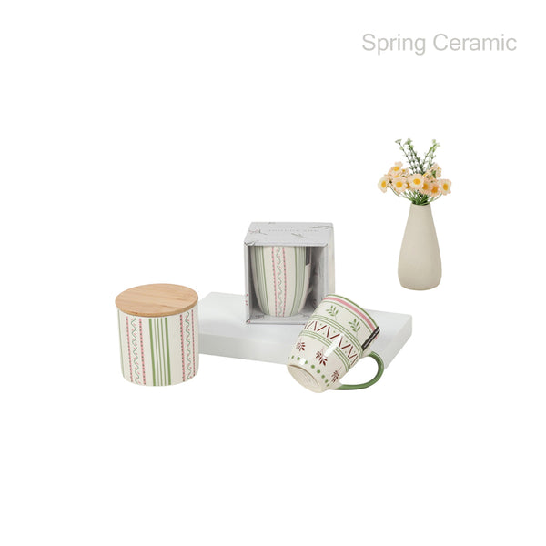 360ml mug and 600ml jar with plant design