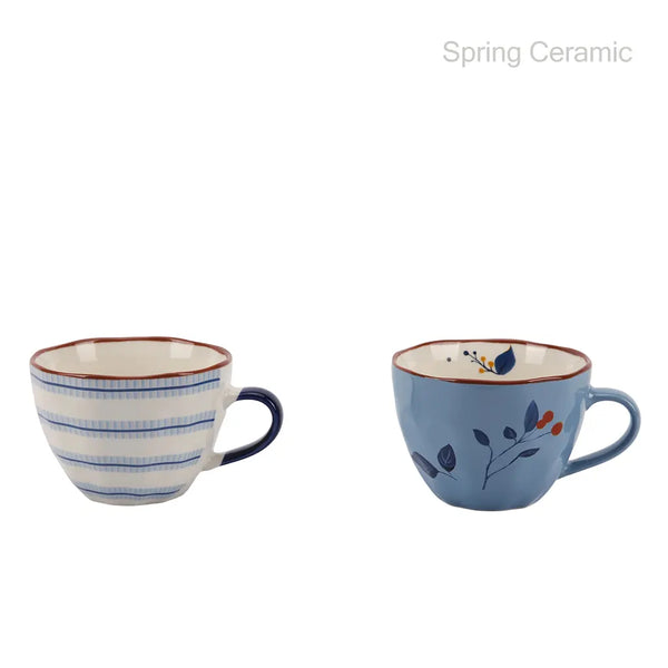 "ceramic wholesale" 410ml floral ceramic mug with decal printing