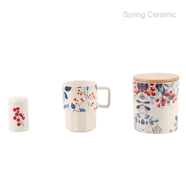 3 shapes tableware with plant design