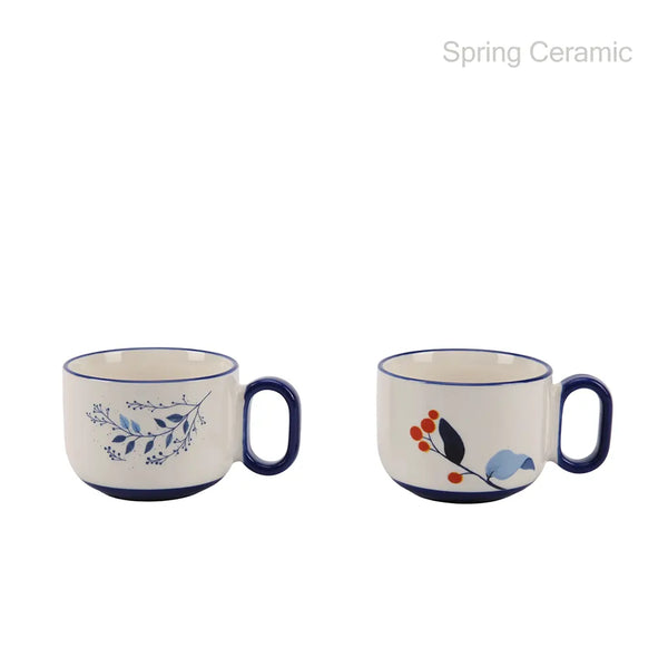 "ceramic wholesale" 280ml floral ceramic mug with decal printing