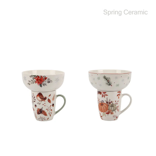 "Autumn series" 12oz ceramic mug ,5.5" ceramic bowl