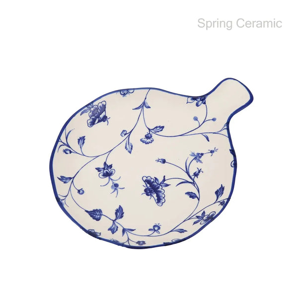 Ceramic Wholesale"bule floral" ceramic  plate with machine printing