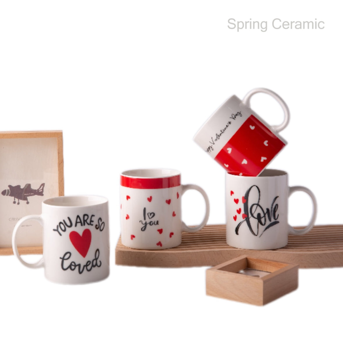 Valentine's Day Ceramic Belly Mug 330ml SP2304-046 - SPRING CERAMIC