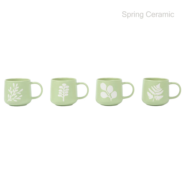 Wholesale 14OZ double-mould mug with 4 different plant silk screen design