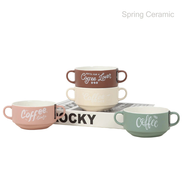 double ear bowl with coffee design