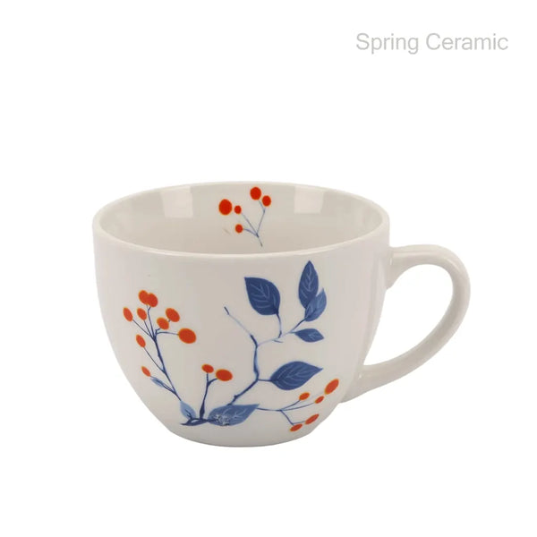 "Hot-sale"bule floral 18oz ceramic big mug