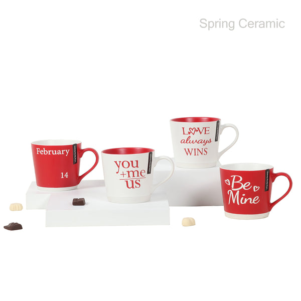 14OZ V-shape Mug Valentine's Day Red and white with silk screen printing