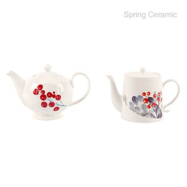new bone china teapot with silk printing,plant series