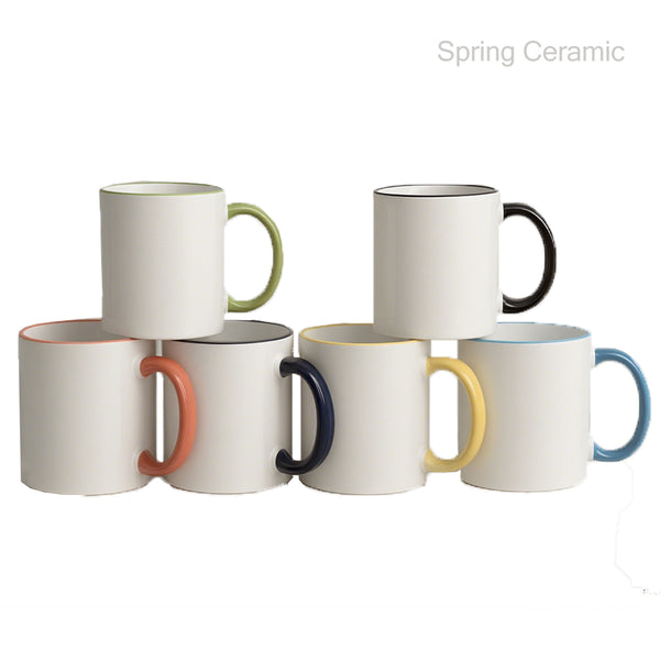 12OZ mug milk mug with color glaze rim&handle