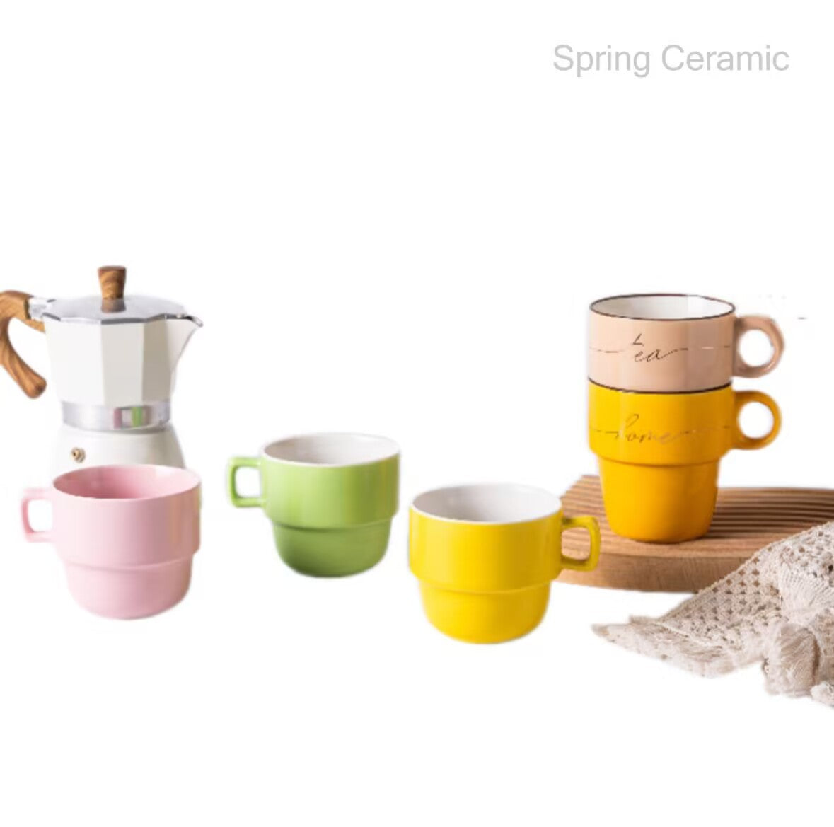 Spring color glazed stack up mug ,coffee cup - SPRING CERAMIC