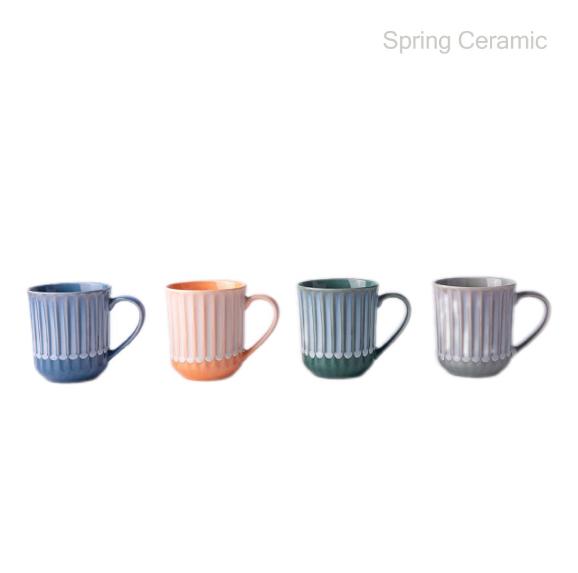 Embossed Reactive Color Glaze Ceramic Mug SP2304-016 - SPRING CERAMIC