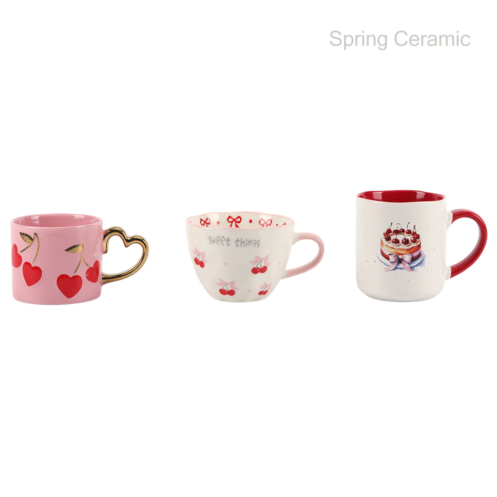 3 shapes new bone china mug,cherry series - SPRING CERAMIC