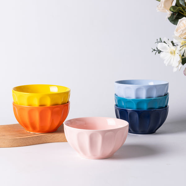 Embossed Color Glazed 550ml Bowl - SPRING CERAMIC