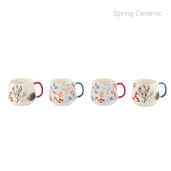 280ml new bone china mug with plant design