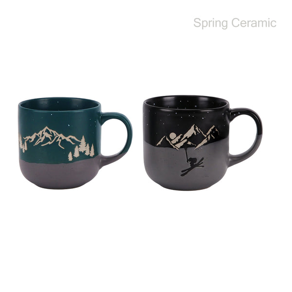 Christmas snow moutain design mug