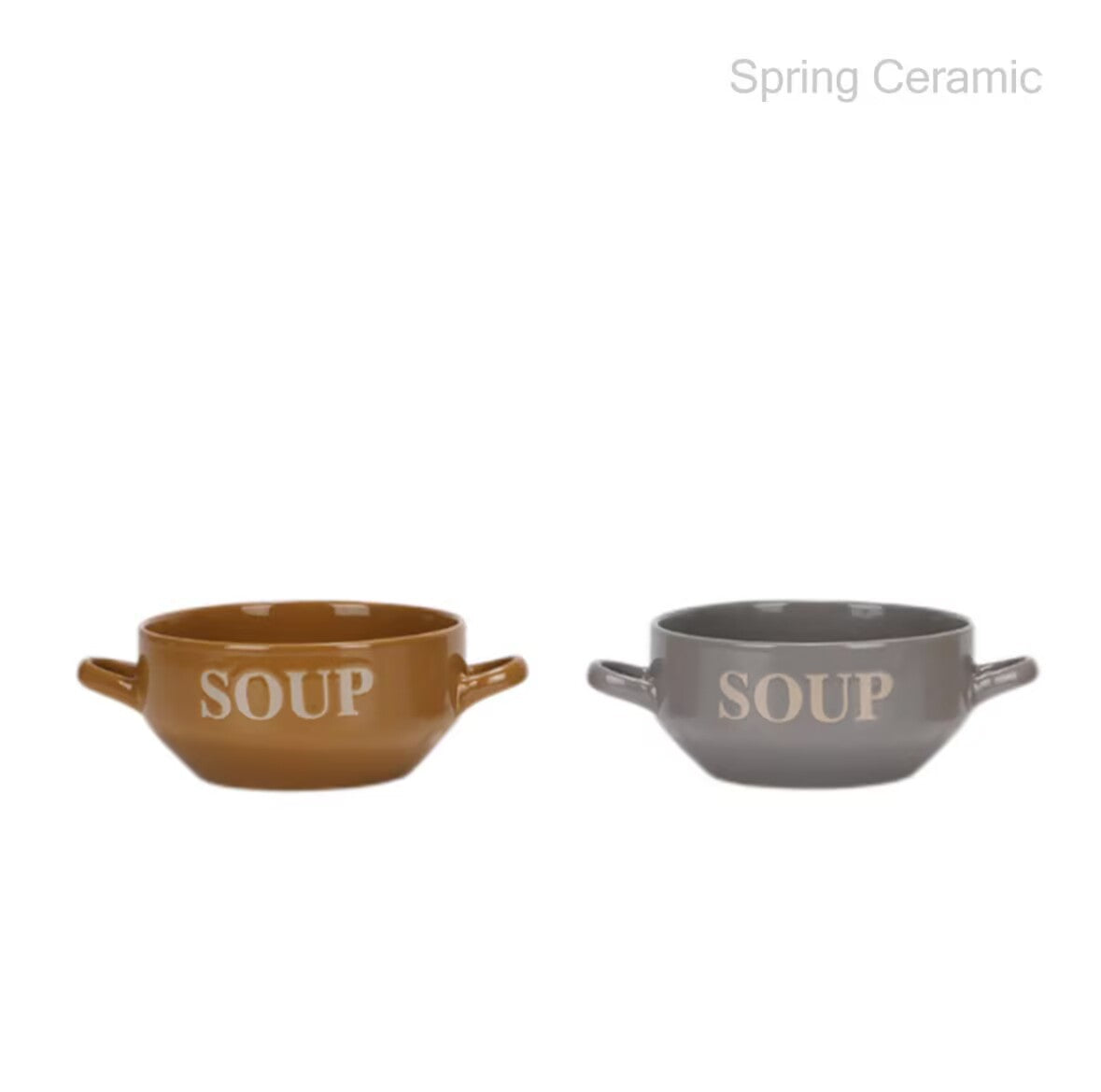 500ml double ear bowl,with the word"soup" - SPRING CERAMIC