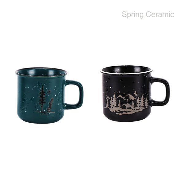 Christmas snow moutain Enamel mug