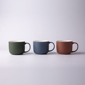 Embossed Color Glaze Ceramic Soup Mug SP2304-017