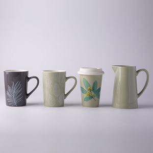 Ceramic Mug- Green Leaf Design  SP2304-027