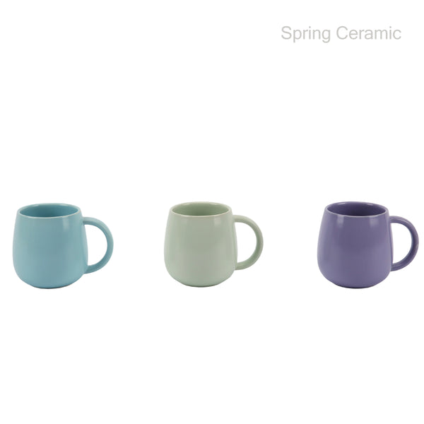 Pastel Colored Rounded Ceramic Mugs - Sky Blue, Mint Green & Purple Chic Drinkware for Daily Use