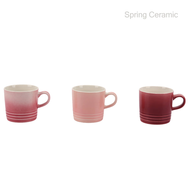 Pink Gradient & Solid Ceramic Mugs Set - Three-Tone Stylish Drinkware for Coffee Enthusiasts