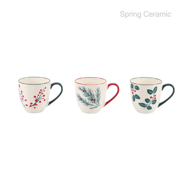 325ml ceramic mug with silk printing,plant series