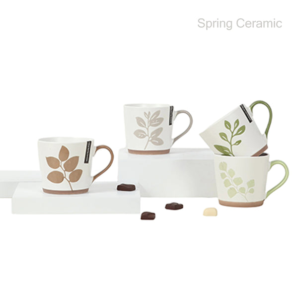 410ml new bone china mug,plant design with silk printing