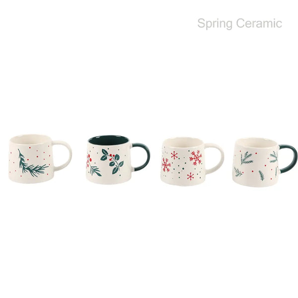 400ml double-mould ceramic mug,plant series