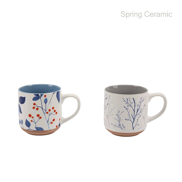 Hot-sale "blue floral "  ceramic 340ml  mug with decal