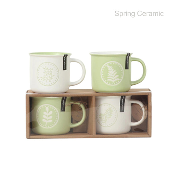 450ml new bone china mug, plant design with silk printing