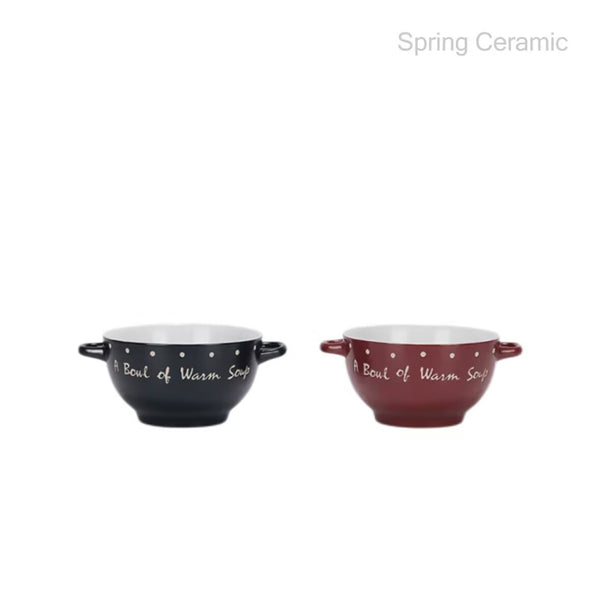 650ml double ear bowl ,with the words "A bowl of warm soup"