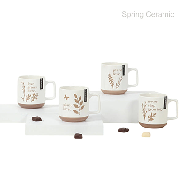 380ml ceramic mug with plant design