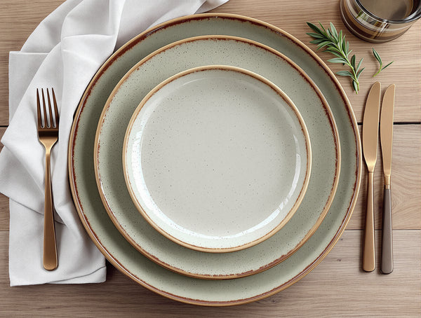 reactive glaze with sesame plate sets