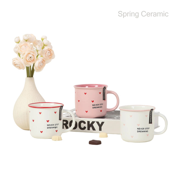 14Oz Enamel mug Valentine's Day New Bone china white with silk screen