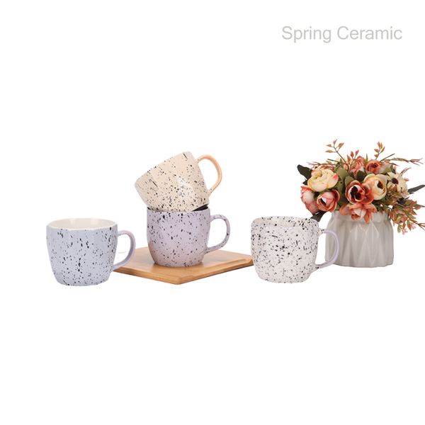 14OZ embossed mug color with sesame glaze