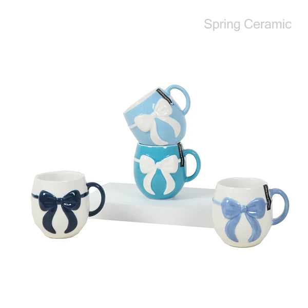 425ml ceramic mug with bowknot design