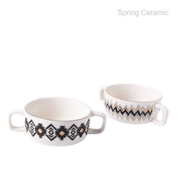 Série « blanc et noir », bol double oreille 320 ml