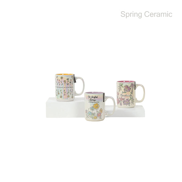 Mug personnalisé 17OZ en relief avec glaçure colorée à l'intérieur et à l'extérieur blanc avec sérigraphie