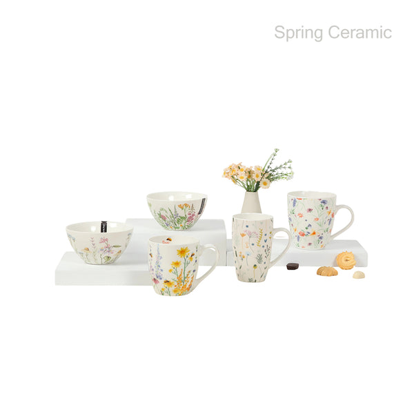 Wholesale New Bone china Set of mug&bowl with flower decal design