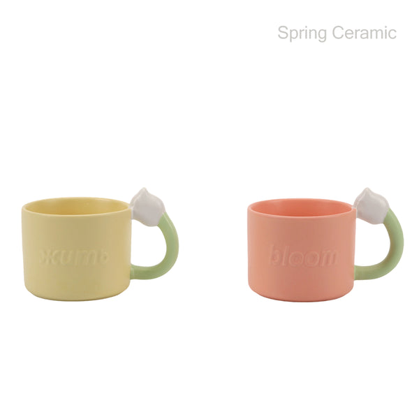 340ml ceramic color glaze mug with special handle