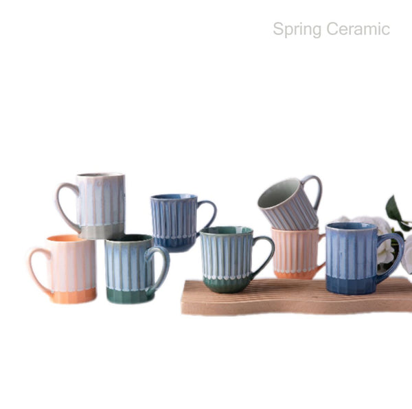 Embossed Reactive Color Glaze Ceramic Mug SP2304-016 - SPRING CERAMIC