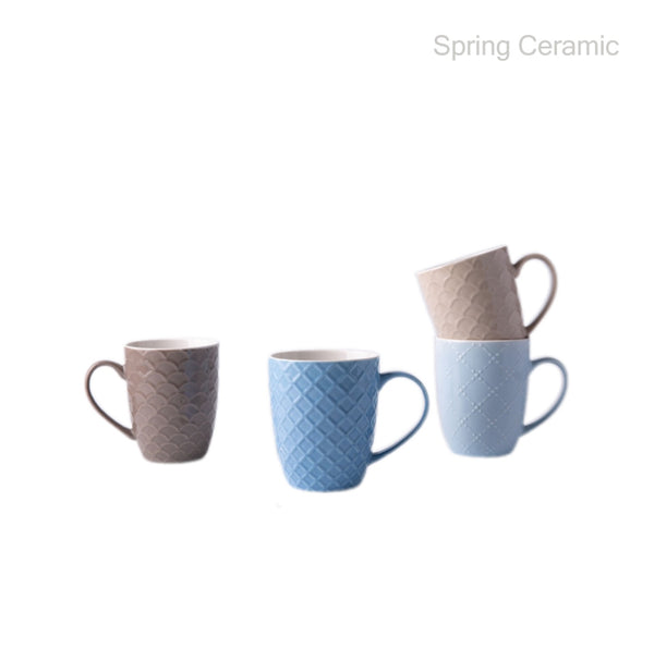 Embossed Color Glaze Ceramic Mug SP2304-019 - SPRING CERAMIC
