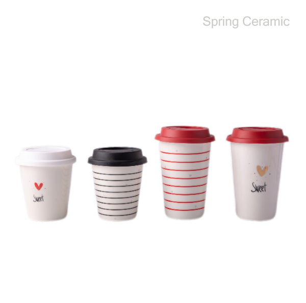 Valentine's Day Ceramic Mug with Silicone Lid SP2304-050 - SPRING CERAMIC