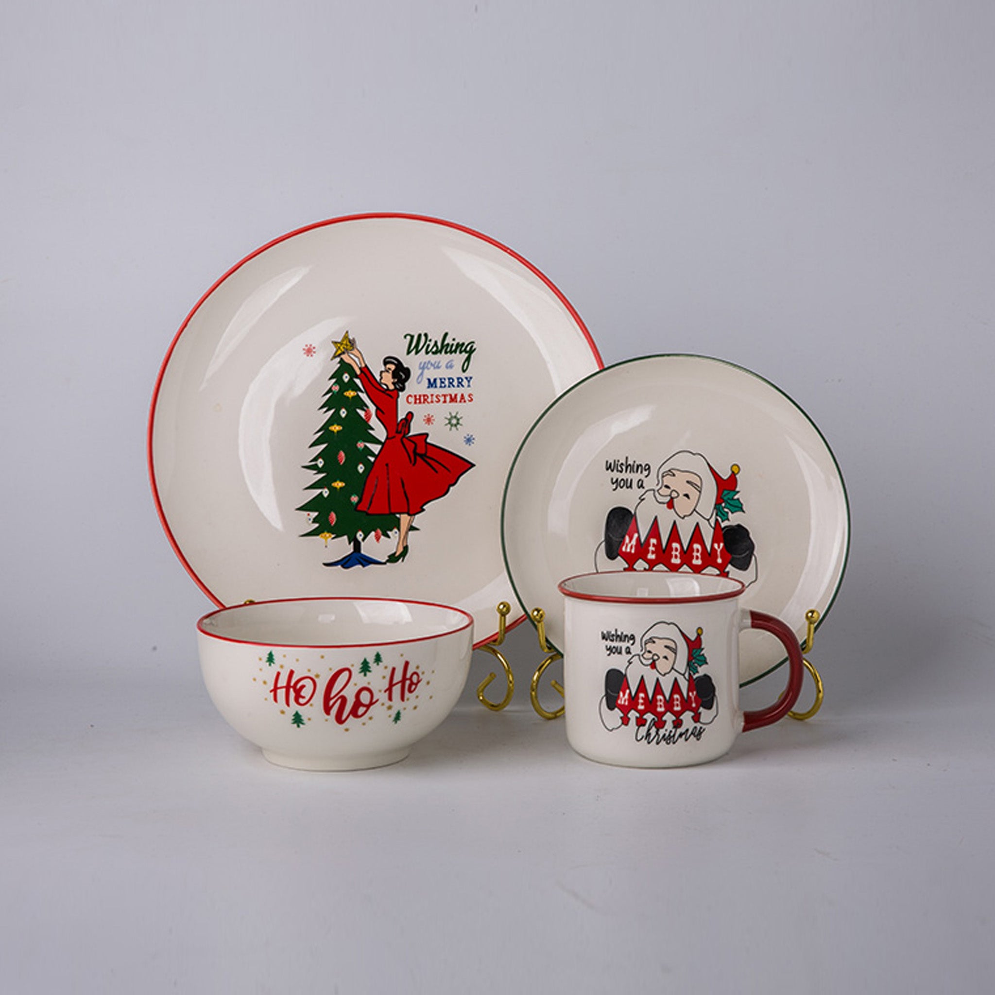 Christmas Dinner set 16pcs SP2304-001 - SPRING CERAMIC