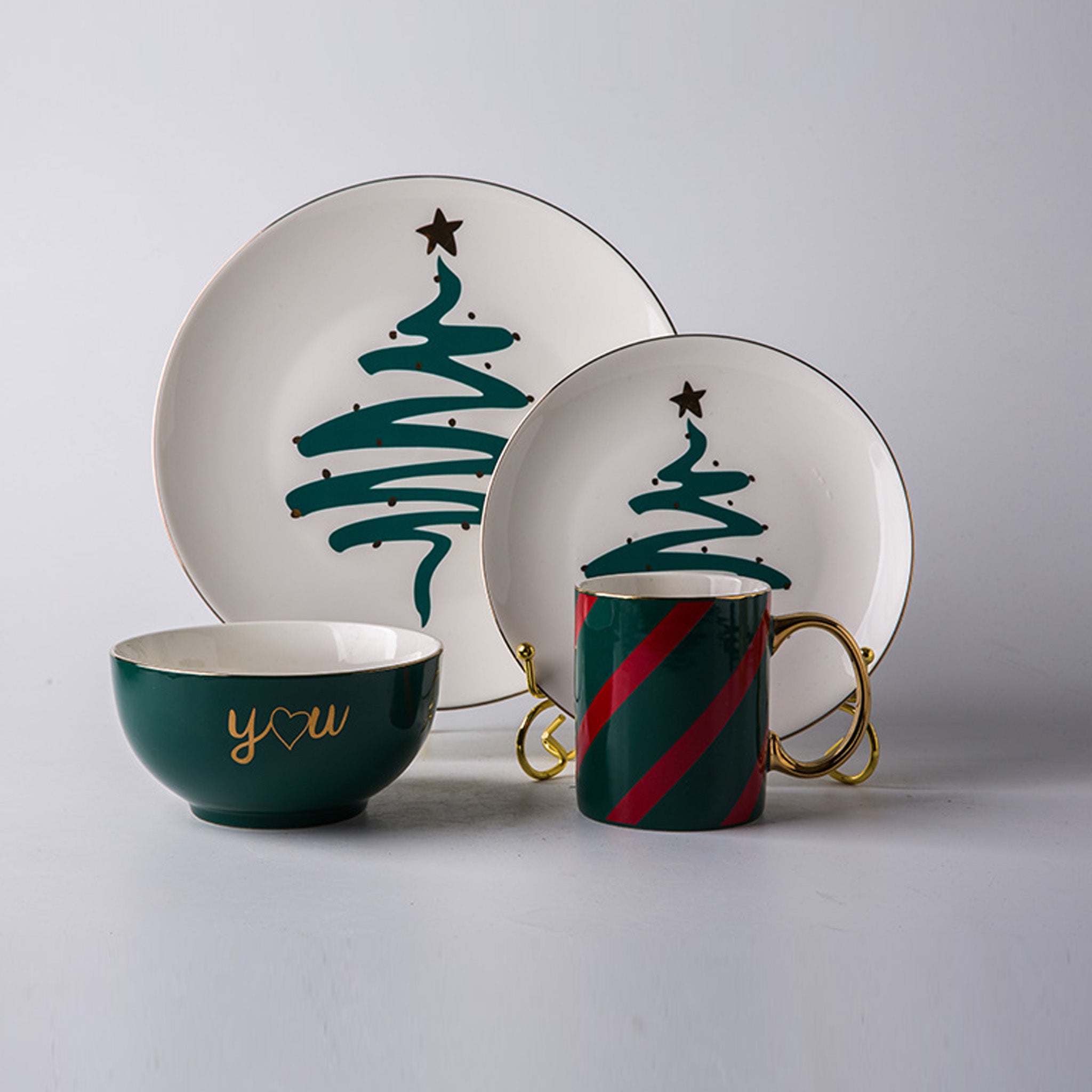 Christmas Dinner set 16pcs SP2304-001 - SPRING CERAMIC