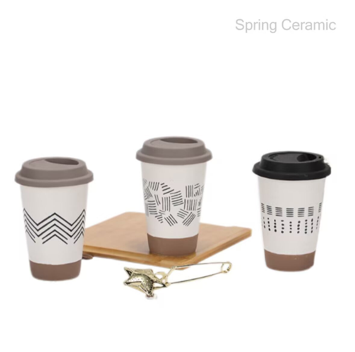 400ml  geometry mug with 4 different design - SPRING CERAMIC
