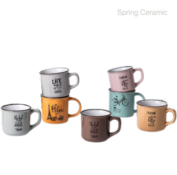 Color glazed mug with silk design - SPRING CERAMIC