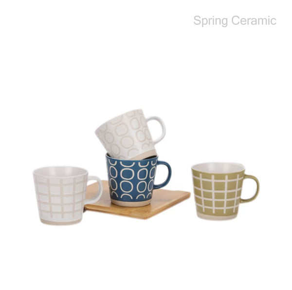 400ml mug with simple geogratry design - SPRING CERAMIC